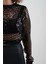 Siyah File Crop Bluz 4