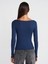 31332 Kayık Yaka Uzun Kollu Top-Lacivert 2
