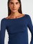 31332 Kayık Yaka Uzun Kollu Top-Lacivert 4