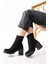 767-3040 Siyah Süet Günlük Kalın Topuklu Kadın Bot 2