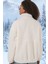 Kadın Ekru Indigo Baskılı Fermuarlı Suni Yünlü Astarlı Peluş Ceket HZL25W-BD151941 5