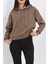 Kapşonlu 3 Iplik Crop Sweat Açıkkahve - 20969.1878. 5