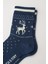 Kadın Yeniyıl Desenli Soket Çorap Lacivert 3