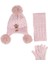 Kitti Bebe Kız Atkı Bere Eldiven Takım (1-4 Yaş) K24160-02 Açık Pembe 1