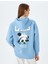 Kapüşonlu Arkası Panda Baskılı Uzun Kollu Oversize Sweatshirt 4
