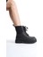 Bellance Kadın Lastikli Postal Bot Tırtıklı Taban Bağcıklı Siyah 1