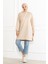 Kadın Kapüşonlu Krem Uzun Tesettür Tunik Sweatshirt 3