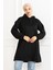 Kadın Kapüşonlu Siyah Uzun Tesettür Tunik Sweatshirt 5