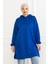 Kadın Kapüşonlu Saks Mavi Uzun Tesettür Tunik Sweatshirt 4