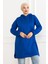 Kadın Kapüşonlu Saks Mavi Uzun Tesettür Tunik Sweatshirt 5