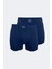 Erkek Lacivert 2 Li Pamuk Elastan Uzun Boxer 2M073 1