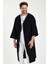 Uzun Kimono Siyah Düz Fakir Kol Oversize Bohem 1