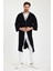 Uzun Kimono Siyah Düz Fakir Kol Oversize Bohem 3