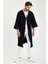 Uzun Kimono Siyah Düz Fakir Kol Oversize Bohem 4