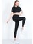 Kadın Yüksek Bel Likralı Toparlayıcı Dalgıç Kumaş Koşu & Fitness Yoga & Pilates Crop-Tayt 2 Li Takım 1