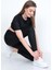 Kadın Yüksek Bel Likralı Toparlayıcı Dalgıç Kumaş Koşu & Fitness Yoga & Pilates Crop-Tayt 2 Li Takım 3