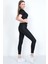 Kadın Yüksek Bel Likralı Toparlayıcı Dalgıç Kumaş Koşu & Fitness Yoga & Pilates Crop-Tayt 2 Li Takım 4