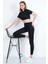 Kadın Yüksek Bel Likralı Toparlayıcı Dalgıç Kumaş Koşu & Fitness Yoga & Pilates Crop-Tayt 2 Li Takım 5