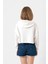 Blackpink Minimalist Ekru Kadın Crop Kapşonlu 3