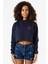 Blackpink Lisa Signature Lacivert Kadın Crop Kapşonlu 1