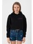 Blackpink Jennie Signature Siyah Kadın Crop Kapşonlu 1