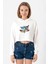 Top Gun Vintage Jet Stars Ekru Kadın Crop Kapşonlu 1