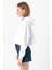Blackpink Minimalist Beyaz Optik Kadın Crop Kapşonlu 3