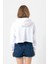 Blackpink Minimalist Beyaz Optik Kadın Crop Kapşonlu 4