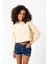 Basic Bej Kapüşonlu Crop Sweatshirt 2