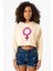 Purple Venus Symbol Bej Kadın Crop Kapşonlu 1