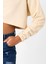 Blackpink Jisoo Signature Bej Kadın Crop Kapşonlu 2