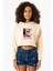 Black Pink Band Bej Kadın Crop Kapşonlu 1