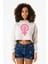 Pink Venus Symbol Hand Beyaz Kırçıllı Kadın Crop Kapşonlu 1