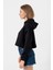 Blackpink Lisa Signature Siyah Kadın Crop Kapşonlu 3