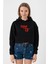 Friday The 13TH Letter Logo Siyah Kadın Crop Kapşonlu 1