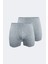 Erkek Gri 2 Li Pamuk Elastan Uzun Boxer 2M073 1