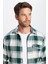 Erkek Slim Fit Dar Kesim Oduncu Tek Cepli Kareli Kışlık Gömlek 2
