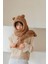 Kapüşonlu Camel Peluş Bere Atkı Kadın Welsoft Polar Boyunluk Şalı Rüzgar Geçirmez Kulaklı Şapka 4
