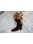 Solidsocks Kadın Yün Dizaltı Uzun Kışlık Çorap Deri Etiket Detaylı (Acı Kahve) 2