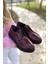 Bordo Rugan Günlük Rahat Oxford Klasik Loafer Kadın Ayakkabı TMD22024 2