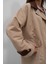 Yaka Detaylı Oversiz Bej Trençkot 5