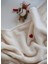 Wellsoft Peluş Pamuklu 100X110 Ekru Kalp Nakışlı Bebek Battaniyesi 4