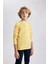 Erkek Çocuk Sarı Standart Fit Normal Kesim Bisiklet Yaka Basic Düz %100 Pamuk Uzun Kollu Tshirt B7771A8NS 1