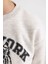 Erkek Çocuk Gri Regular Fit Düz Kesim Basic Düz Kapüşonlu Sweatshirt B7822A8NS 5