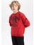 Erkek Çocuk Bordo Regular Fit Düz Kesim Basic Düz Kapüşonlu Sweatshirt B7822A8NS 3