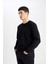 Erkek Siyah Oversize Fit Geniş Kesim Basic Düz Pamuklu Kapüşonlu Sweatshirt B7833AXNS 3