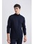 Erkek Koyu Mavi Slim Fit Dar Kesim Basic Düz Akrilik Kazak B7851AXNS 3
