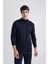 Erkek Koyu Mavi Slim Fit Dar Kesim Basic Düz Akrilik Kazak B7851AXNS 4
