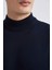Erkek Koyu Mavi Slim Fit Dar Kesim Basic Düz Akrilik Kazak B7851AXNS 5