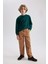 Erkek Çocuk Yeşil Regular Fit Düz Kesim Basic Düz Kapüşonlu Sweatshirt B7772A8NS 2
